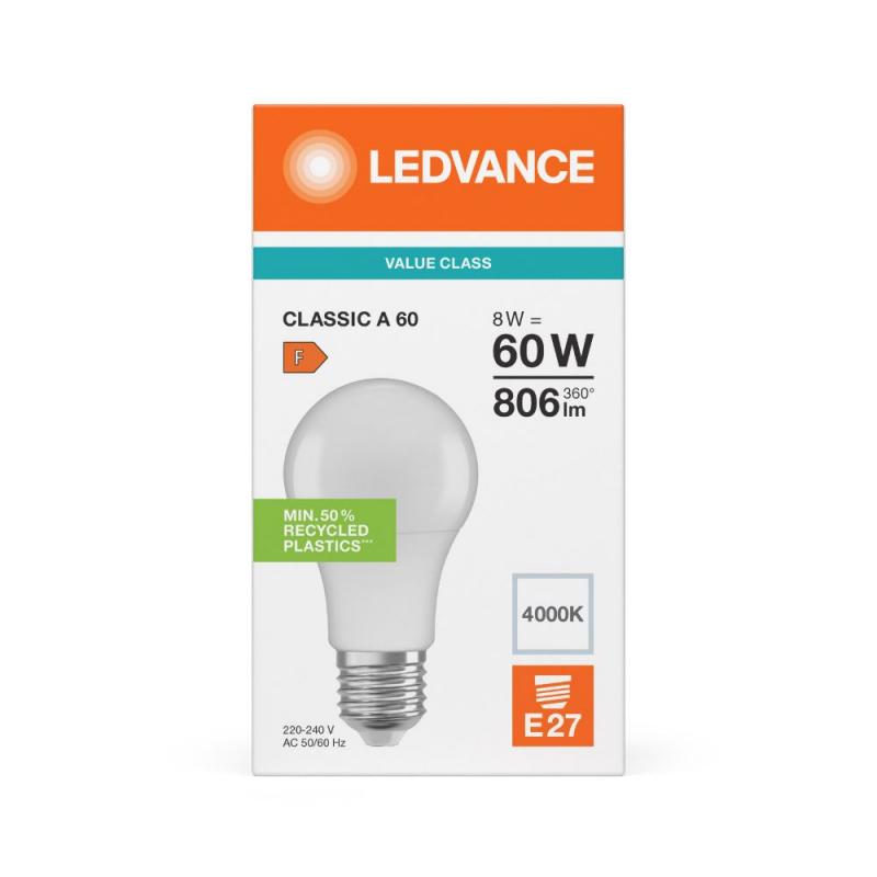 Ledvance E27 LED Lampe Classic matt 8W wie 60W 4000K neutralweißes Licht - Performance Class